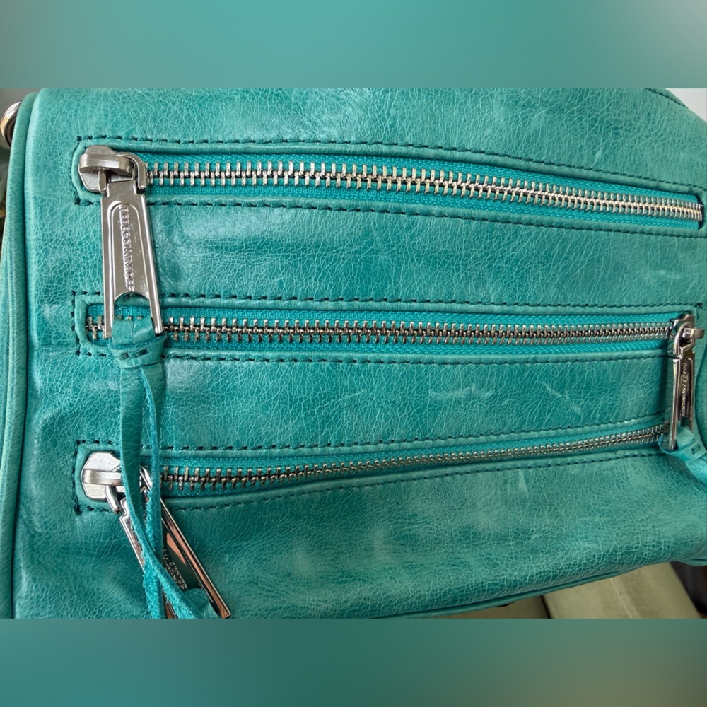 Rebecca Minkoff Mini 5 Zip Leather Crossbody Bag in Teal - Picture 3 of 6